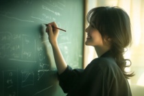 The words on the blackboard are replaced with math problems and applied to the real world.